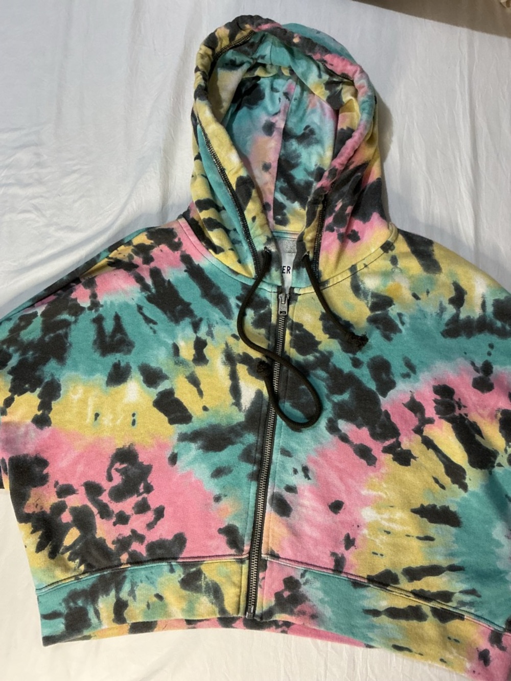 Hoodie Hollister Small Multicolor Tie-Dye Cropped Zip